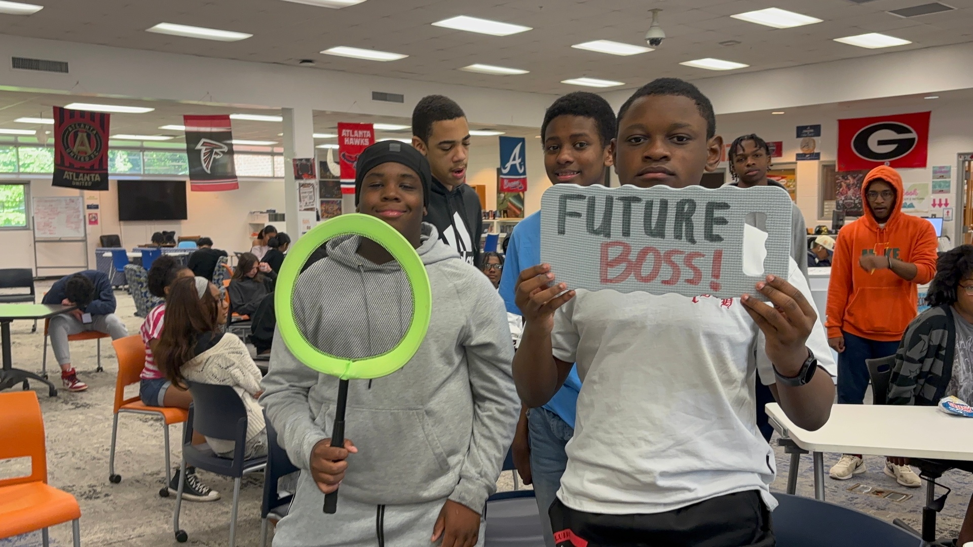 Future Boss students in the media center